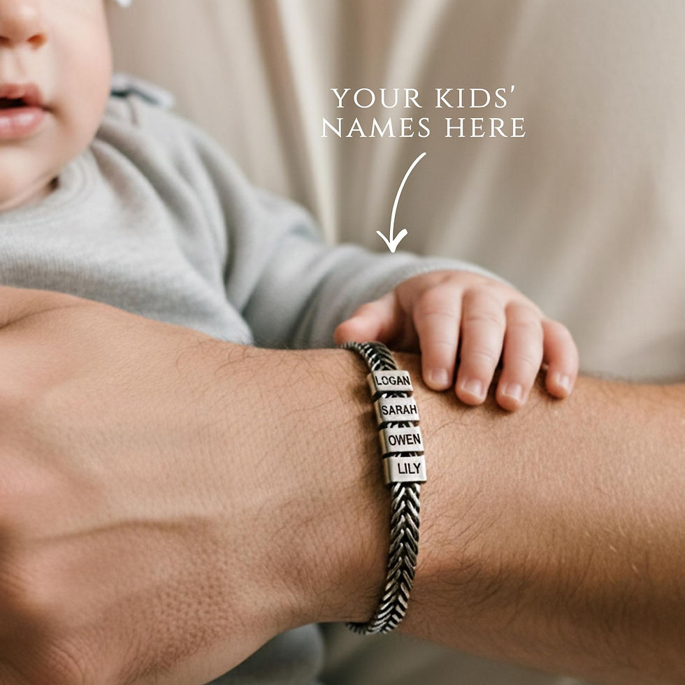 Thumbnail: Personalized Mens Bracelet, Husband Gift, Stainless Steel Bracelet For Dad With