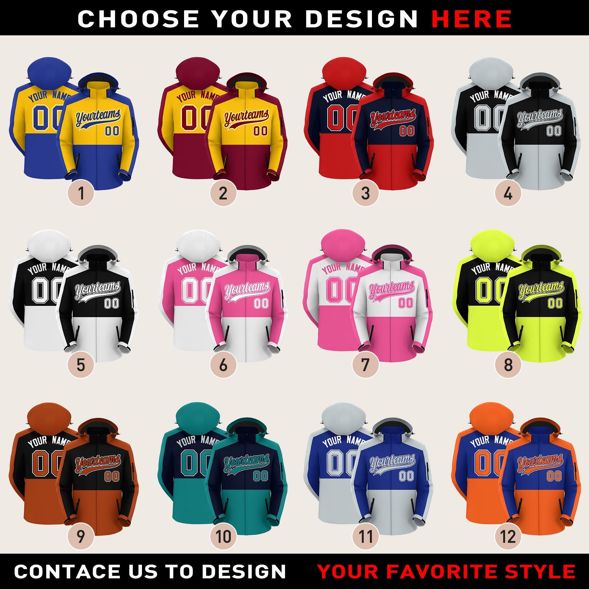 Custom Waterproof Windbreaker Jacket  Personalized Team Name Number Logo