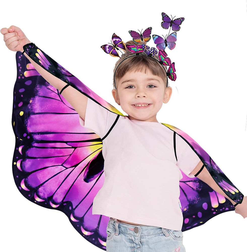 Thumbnail: Kids Butterfly Wings for Toddler Girls Fairy Dress Up Costume Butterfly Cape He