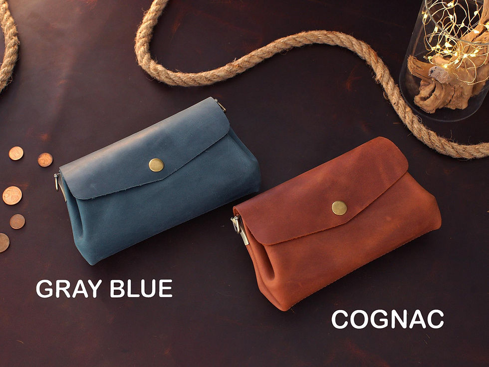 Thumbnail: Leather Minimalist Bag with Compartments, Personalized Crossbody Bag, Custom Sm