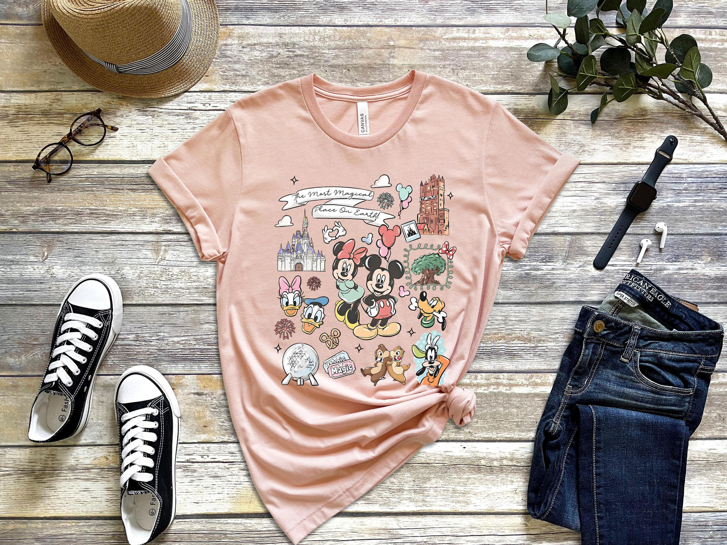Disney World Collage Shirt Mickey Minnie Goofy Pluto | Most Magical Place on Ea
