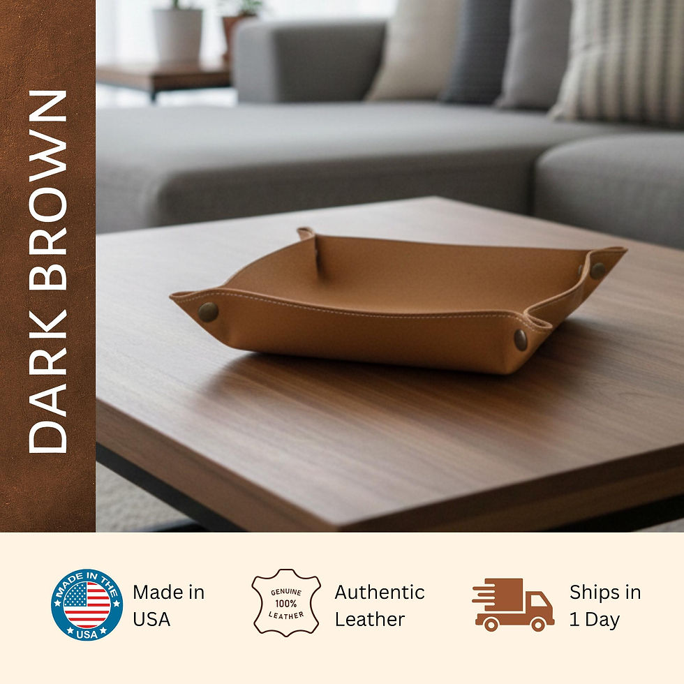 Thumbnail: Personalized Full Grain Leather Valet Tray, Custom Engraved Catchall