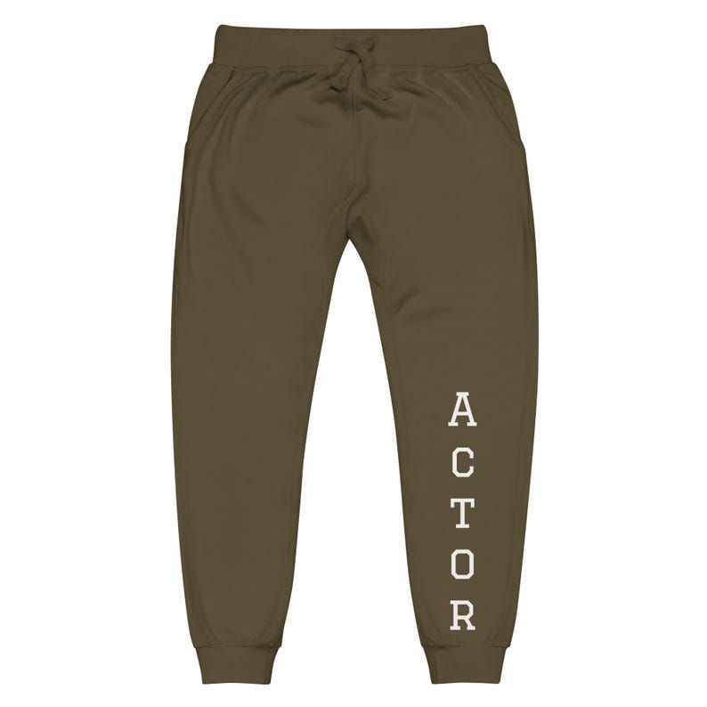 Thumbnail: Actor unisex fleece sweatpants, collegiate text printed down leg, for theater l