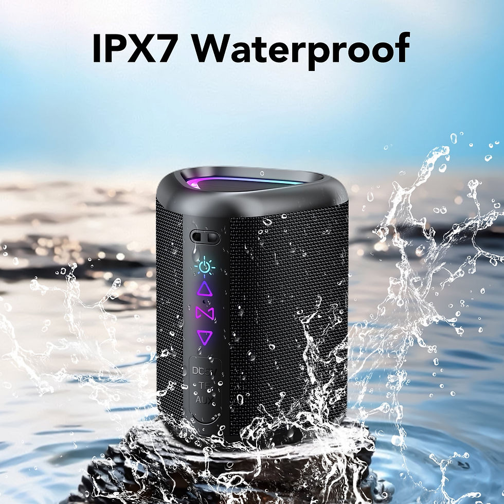 Thumbnail: Portable Bluetooth Speaker with Lights, Powerful Crystal Clear Sound, IPX7 Wate