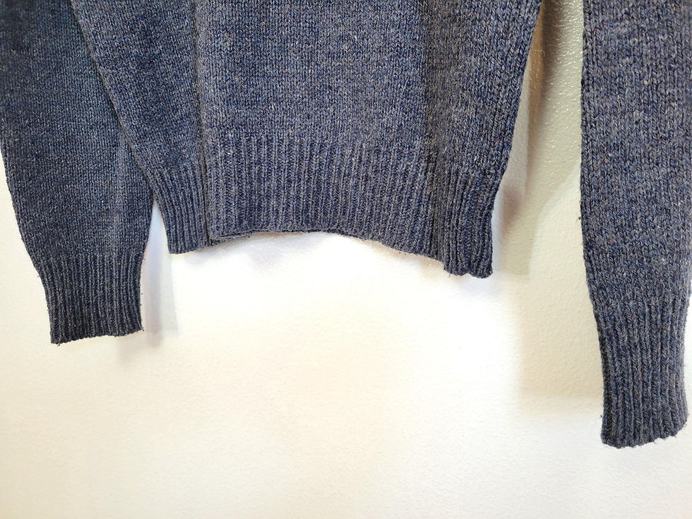 Thumbnail: Vintage Royal Knight wool blend shawl collar men's L pullover sweater, blue and