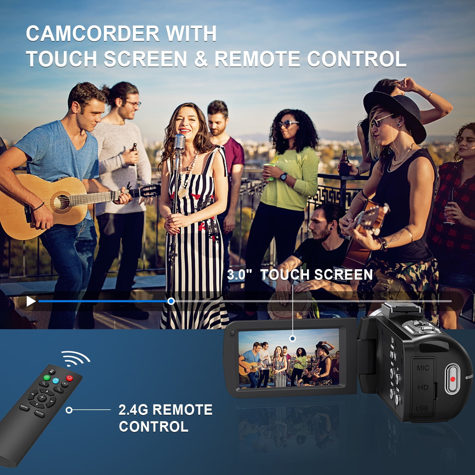 MARVUE 8K Video Camera for Youtube 64MP 18X Digital Zoom 3.0 inch Flip Screen C