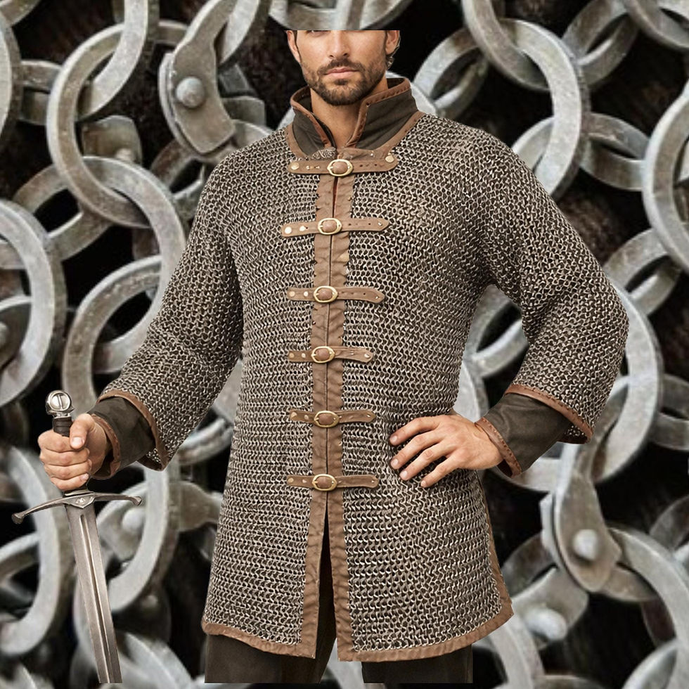 Thumbnail: Darkened Aluminum Chainmail Shirt | Medieval Hauberk, LARP Costume