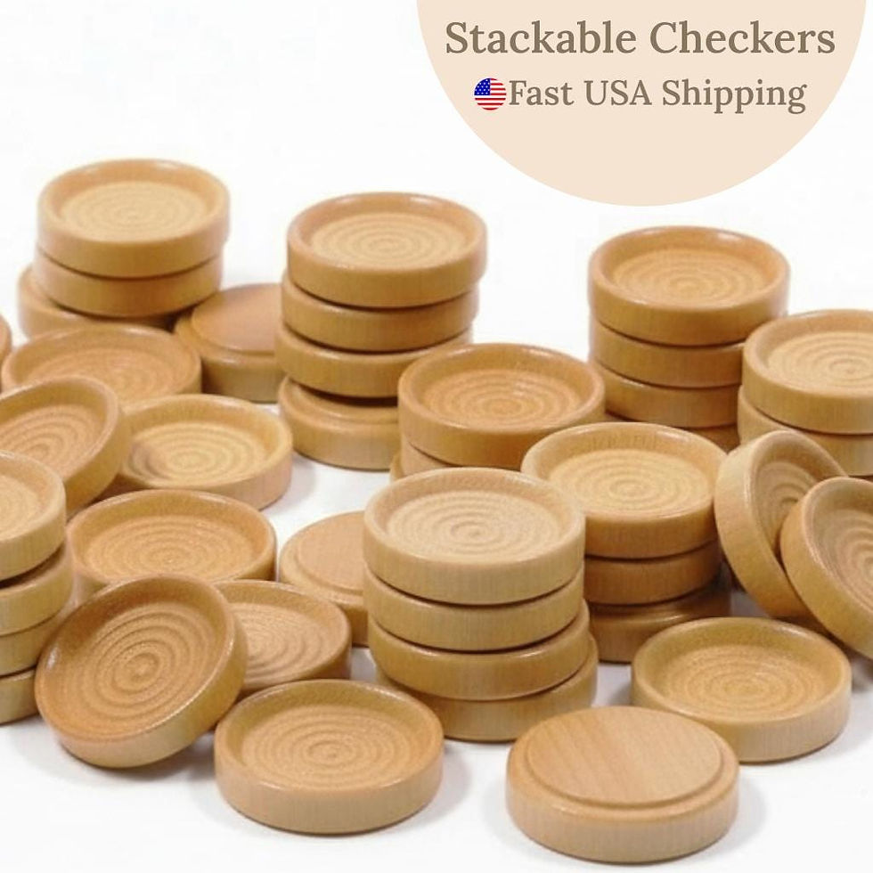 Thumbnail: Wooden Checker Set Classic Game Night Entertainment Family Activity Board Games