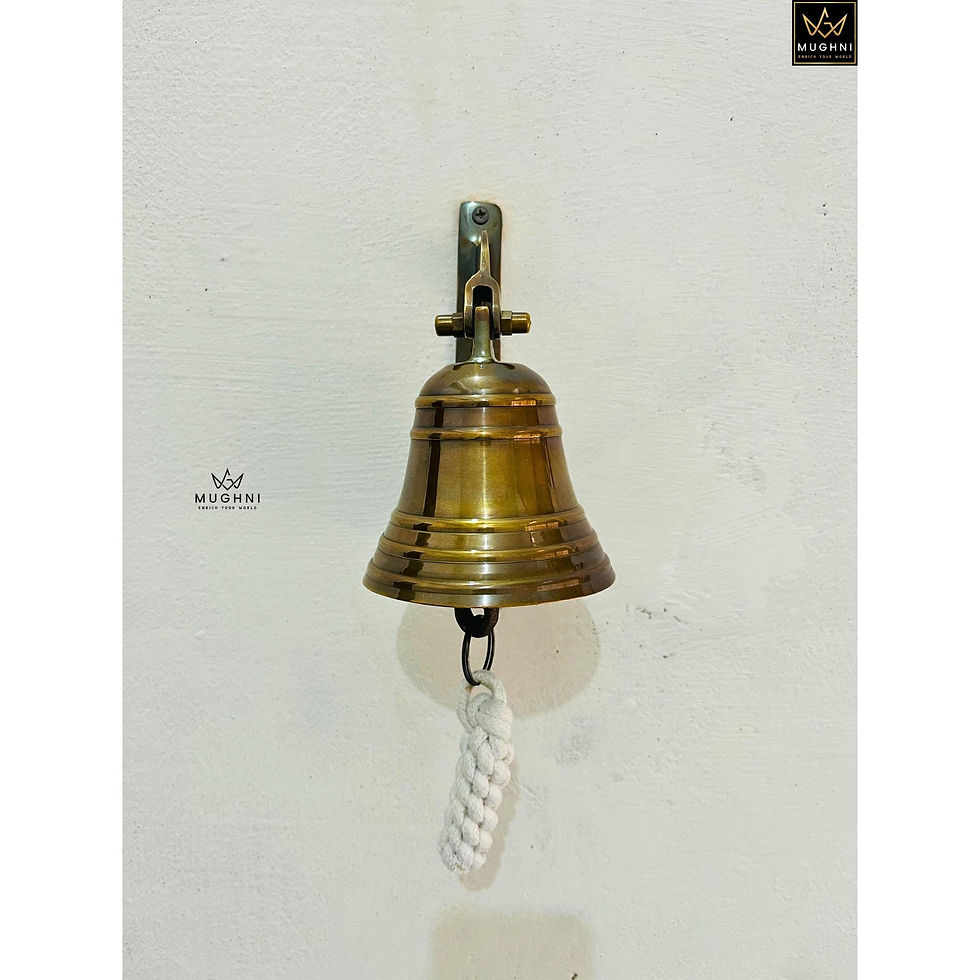 Thumbnail: Handmade Antique Brass Wall Bell: Nautical Farmhouse Decor (Personalized Engrav