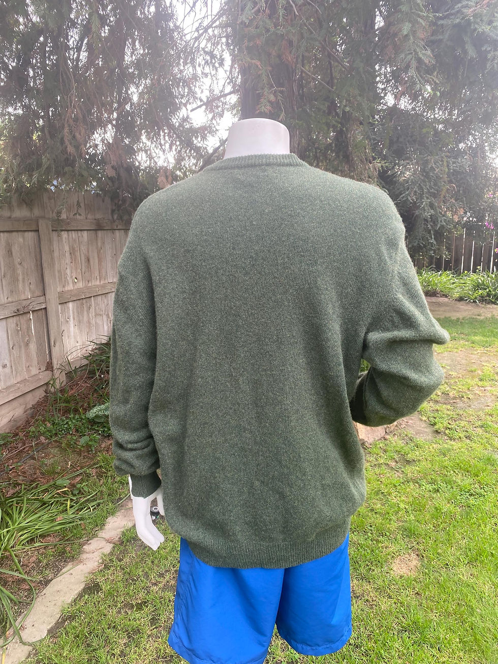 Thumbnail: Vintage V-neck Wool Muted Green Sweater by Cambridge Classics Size XXL