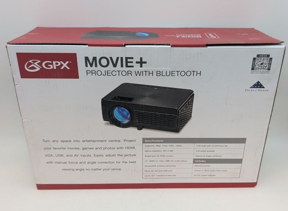 Thumbnail: GPX Theater Bluetooth Projector HDMI VGA USB Micro SD AV Input For 150" Screen