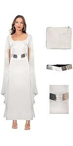 Thumbnail: Children's Princess Cosplay Costume Girls White Tunic Hooded Robe Halloween Kid