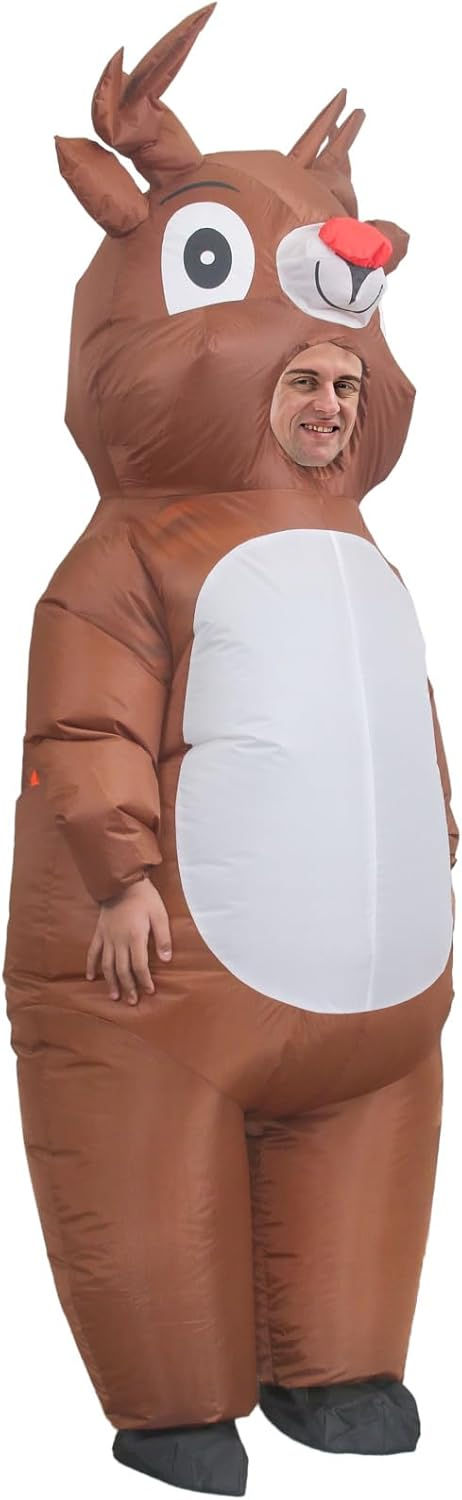 Thumbnail: Inflatable red-nosed moose Christmas Costume for Adults
