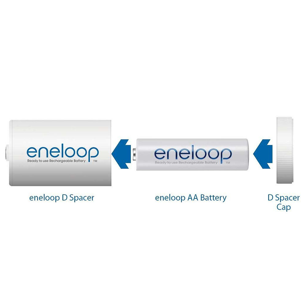 Thumbnail: Eneloop Panasonic K-KJS1MCA2BA D Size Battery Adapters AA 2100 Cycle Ni- MH Pre-