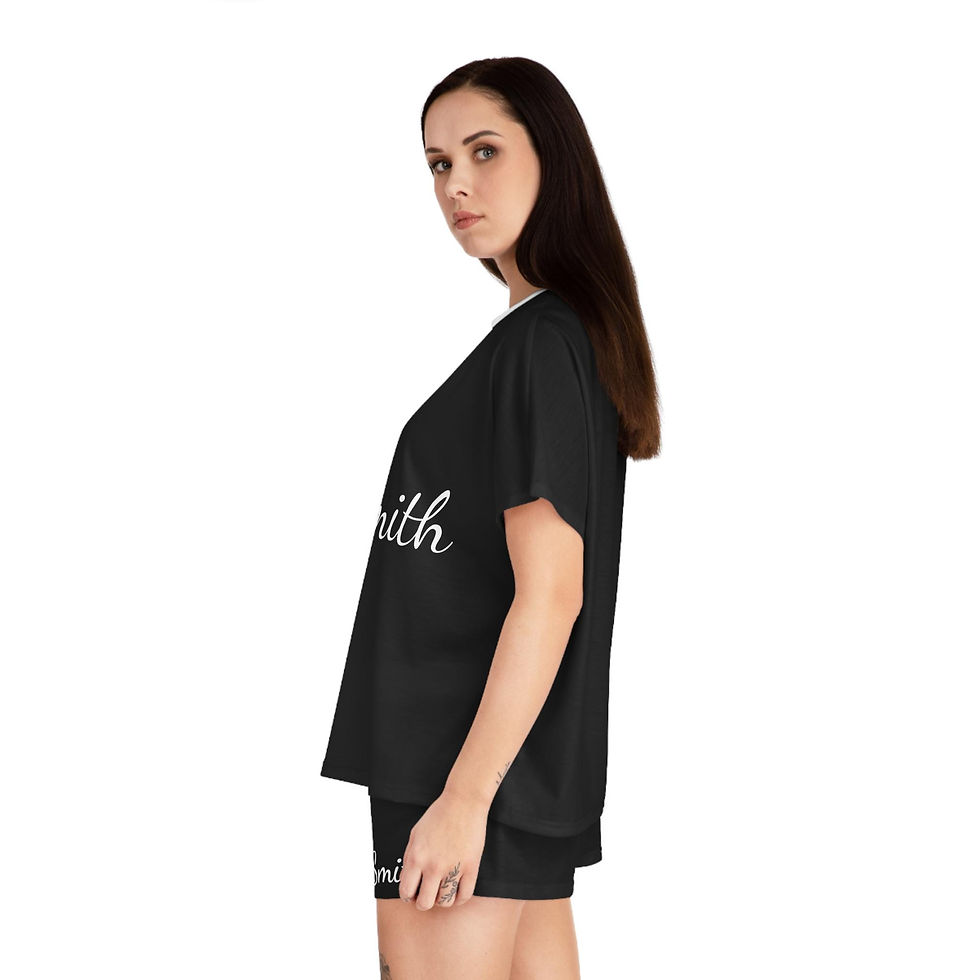 Thumbnail: Personalized Black And White Pajama Set | Women's Custom Short Pajamas, PJs, We