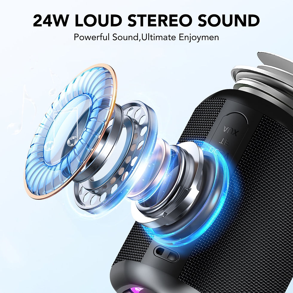 Thumbnail: Portable Bluetooth Speaker with Lights, Powerful Crystal Clear Sound, IPX7 Wate