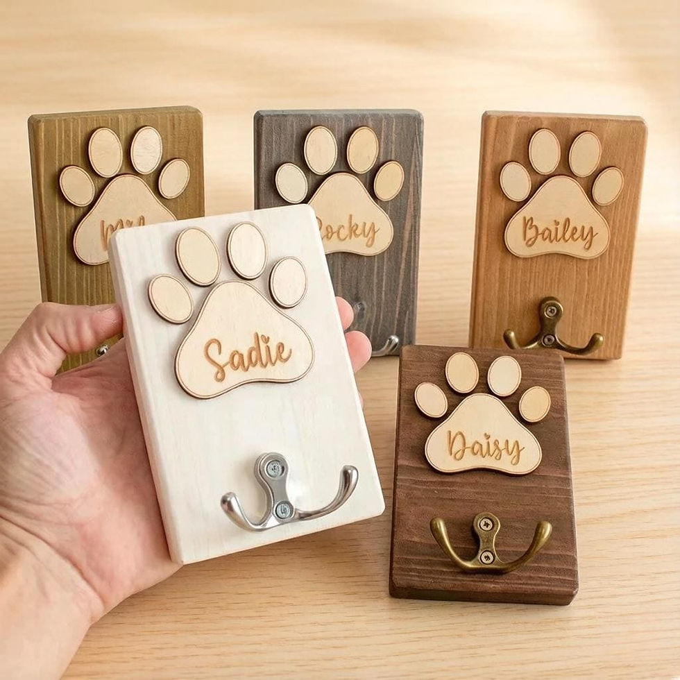 Thumbnail: Personalized Wooden Pet Leash Hook – Custom Dog Name Hook, Wooden Pet Clothes H