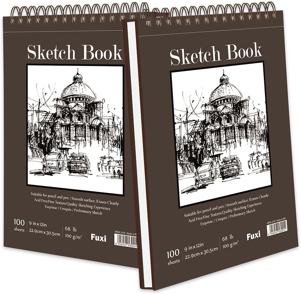 Thumbnail: Fuxi 9" x 12" Sketch Book, Top Spiral Bound Sketch Pad, 100 Sheets 68lb/100gsm 