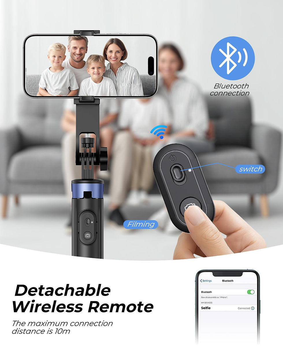 Thumbnail: Frsara 71" Extendable Phone Tripod & Selfie Stick with Wireless Remote - Portab