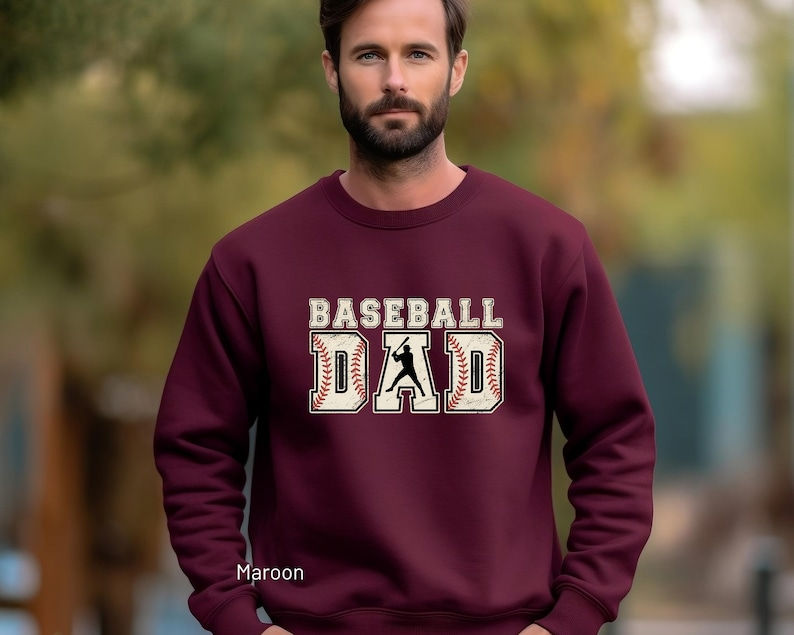 Thumbnail: Baseball Dad Sweatshirt & Hoodie, Distressed Sports Dad Sweater, Fathers Day Gi