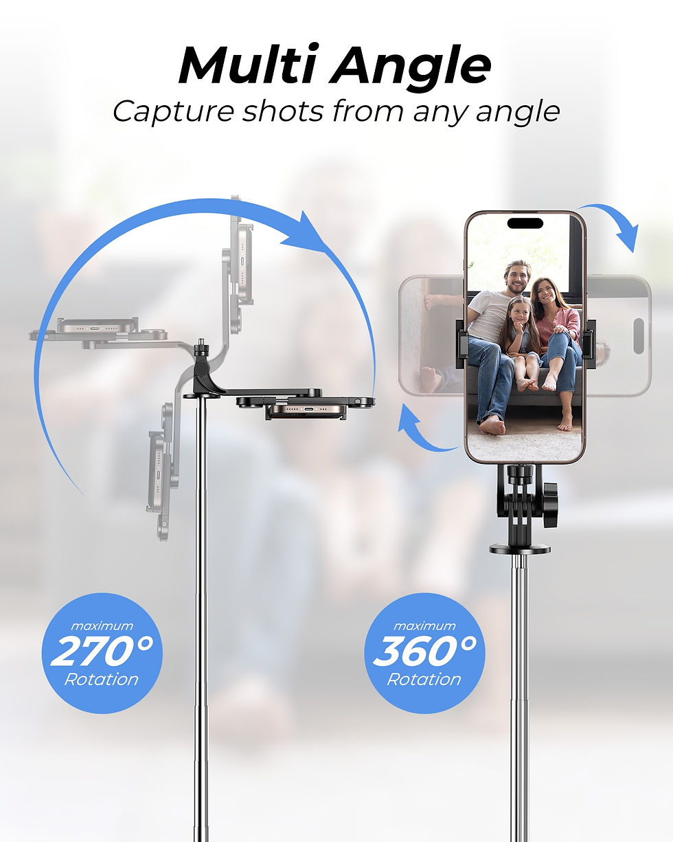 Thumbnail: Frsara 71" Extendable Phone Tripod & Selfie Stick with Wireless Remote - Portab