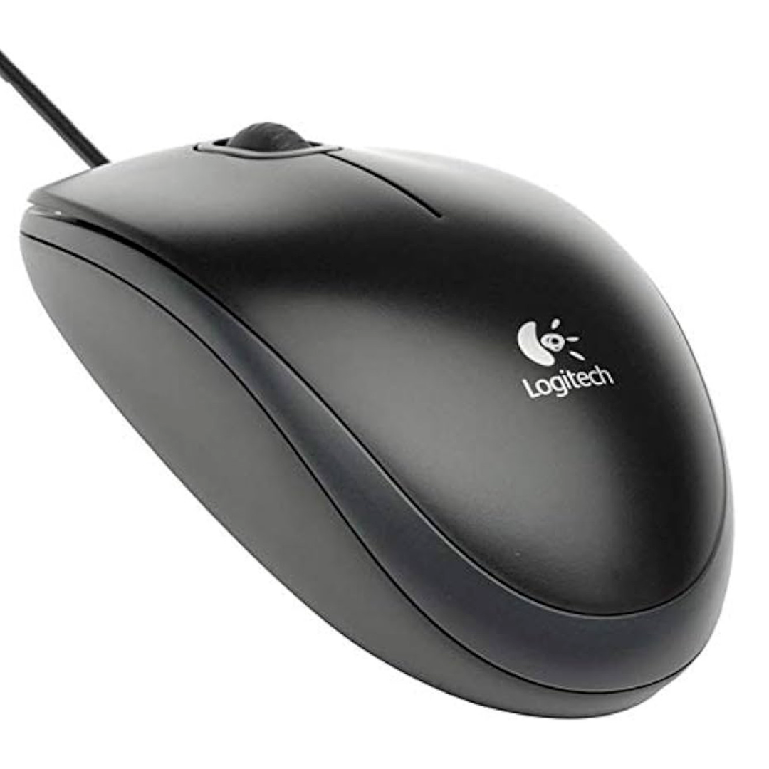 Logitech B100 Wired USB Optical Mouse 3 Button for Laptop Desktop Office Black