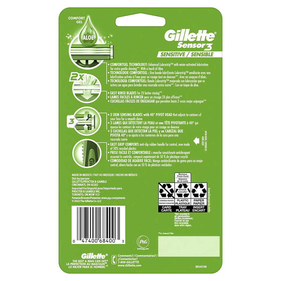 Thumbnail: Gillette Sensor3 Sensitive Men's Disposable Razor, 12 Razors, Green