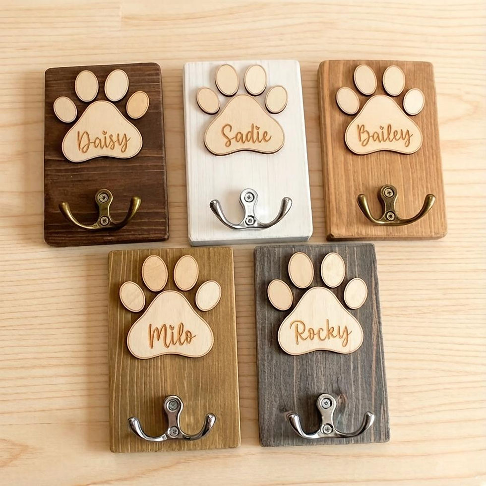 Thumbnail: Personalized Wooden Pet Leash Hook – Custom Dog Name Hook, Wooden Pet Clothes H