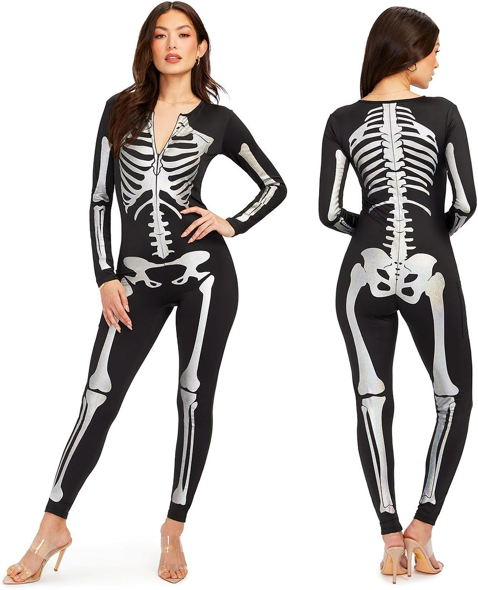 Thumbnail: Skeleton Bodysuit for Halloween - Women's Skeleton Costume