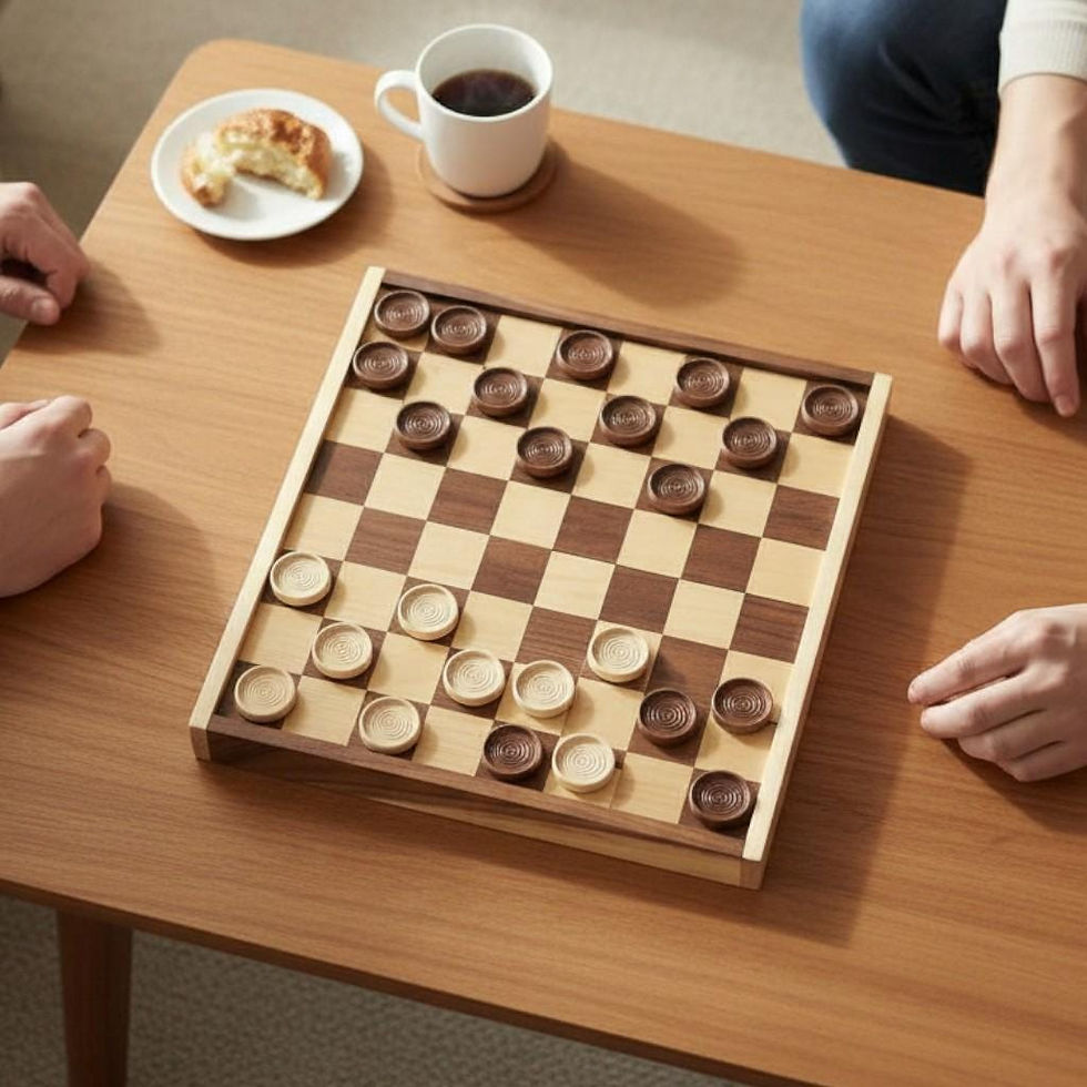 Thumbnail: Wooden Checker Set Classic Game Night Entertainment Family Activity Board Games