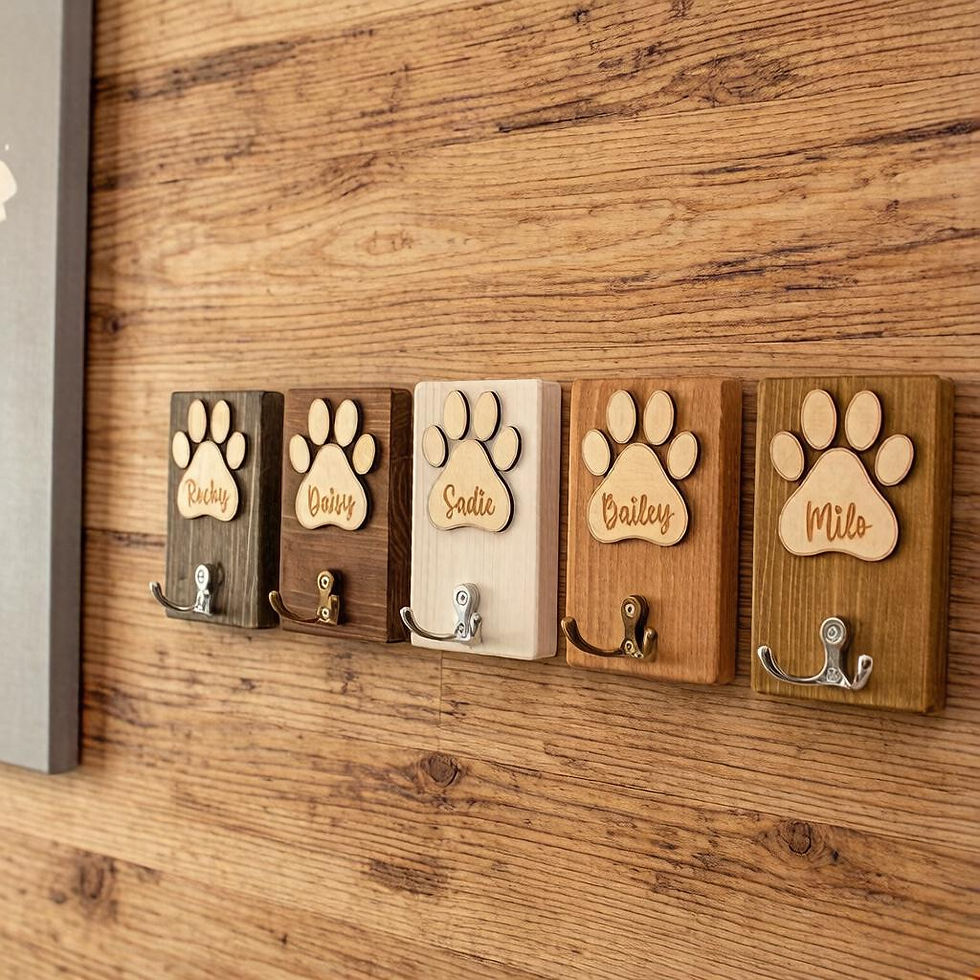 Thumbnail: Personalized Wooden Pet Leash Hook – Custom Dog Name Hook, Wooden Pet Clothes H