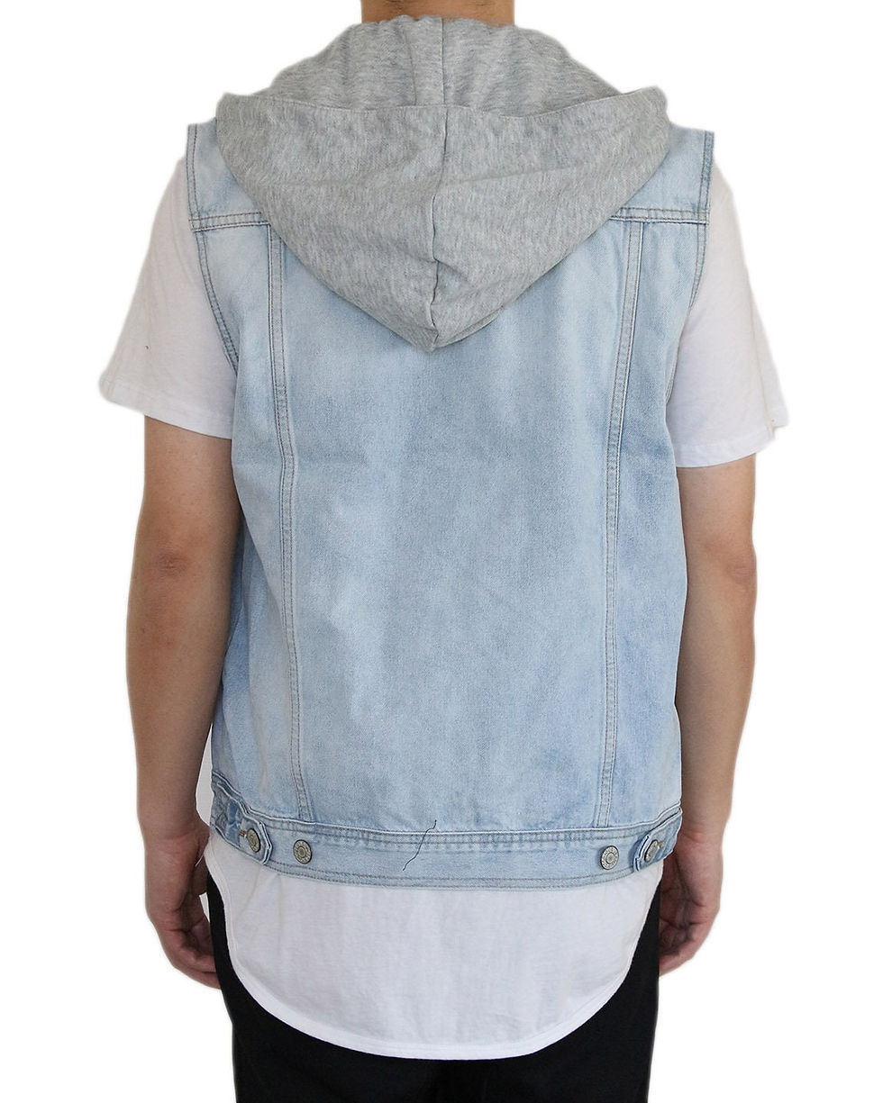 Thumbnail: Men's Distressed Denim Hoodie Vest