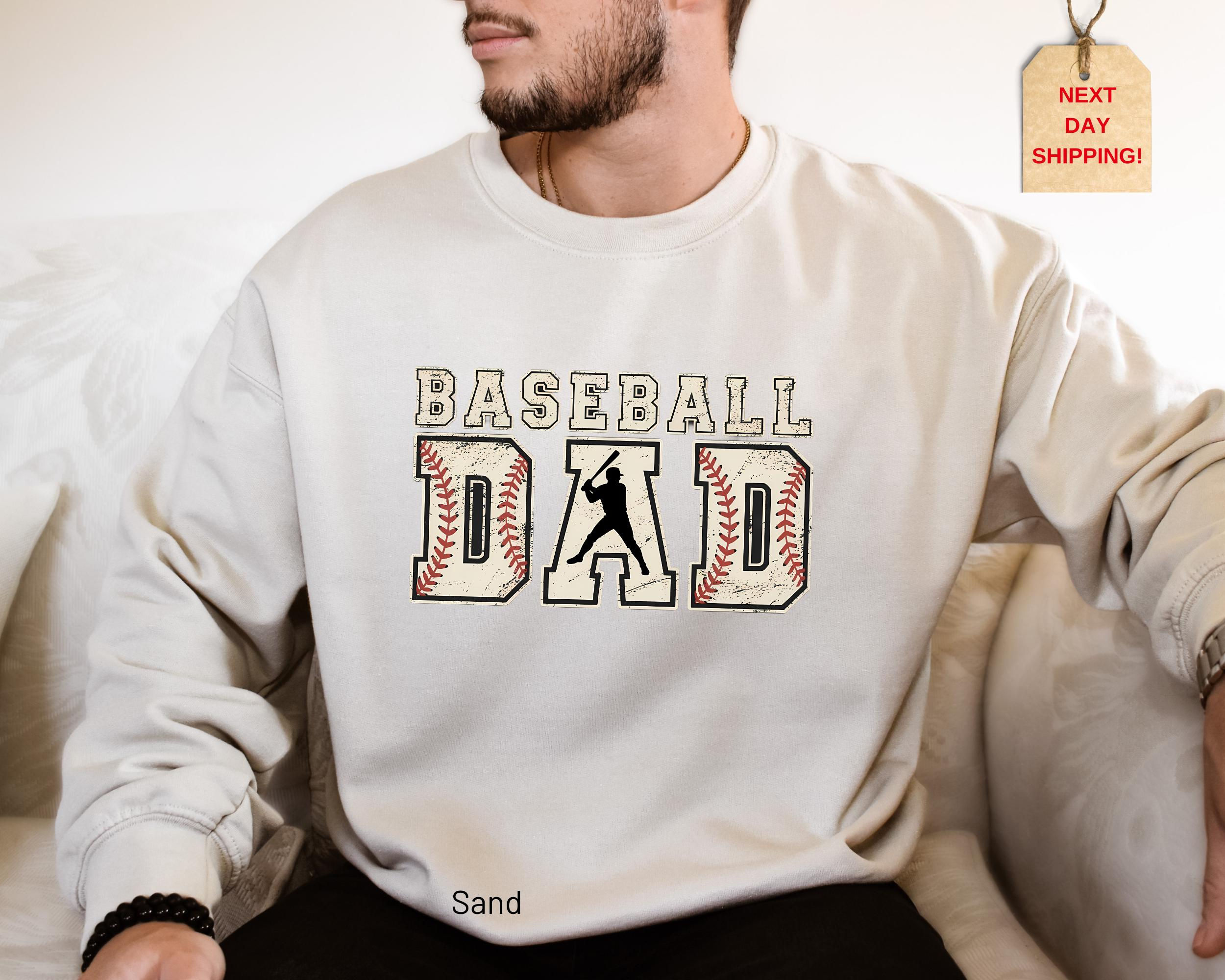 Baseball Dad Sweatshirt & Hoodie, Distressed Sports Dad Sweater, Fathers Day Gi