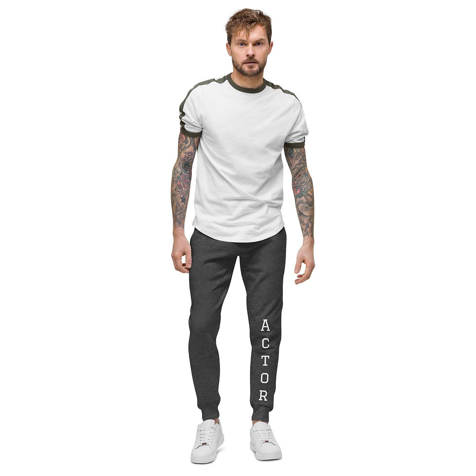 Thumbnail: Actor unisex fleece sweatpants, collegiate text printed down leg, for theater l