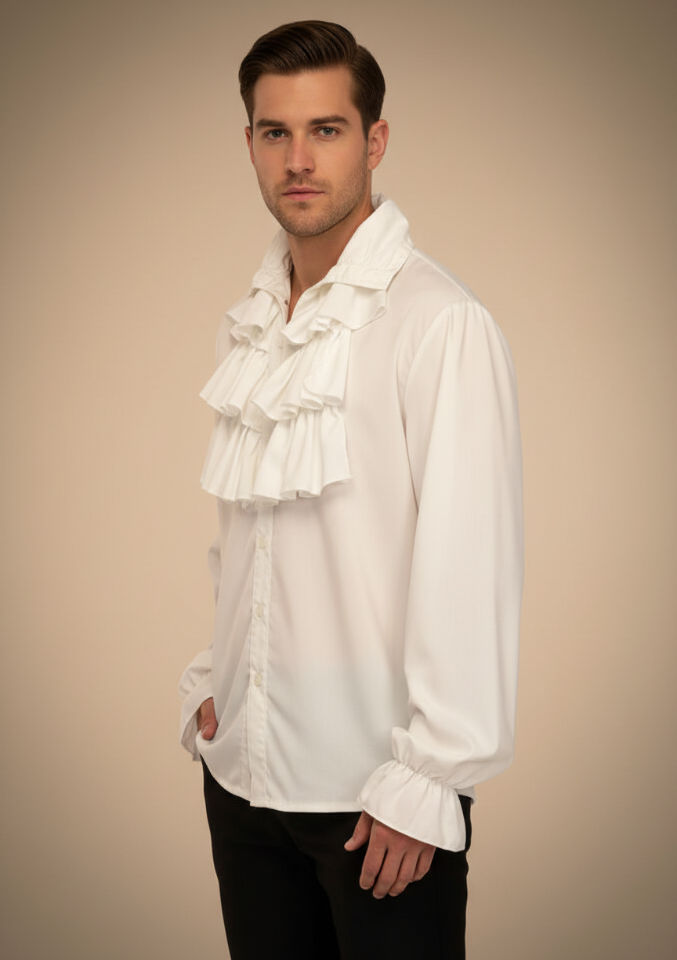 Shirt, Ruffle Pirate Front White