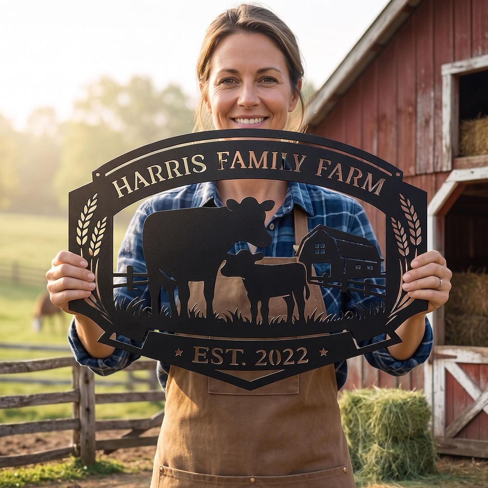 Thumbnail: Custom Farm Name, Metal Sign, Cow Cattle Ranch Decor, Rustic Barn Wall Art, Per