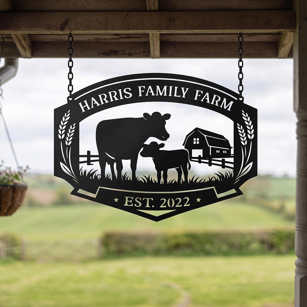 Thumbnail: Custom Farm Name, Metal Sign, Cow Cattle Ranch Decor, Rustic Barn Wall Art, Per