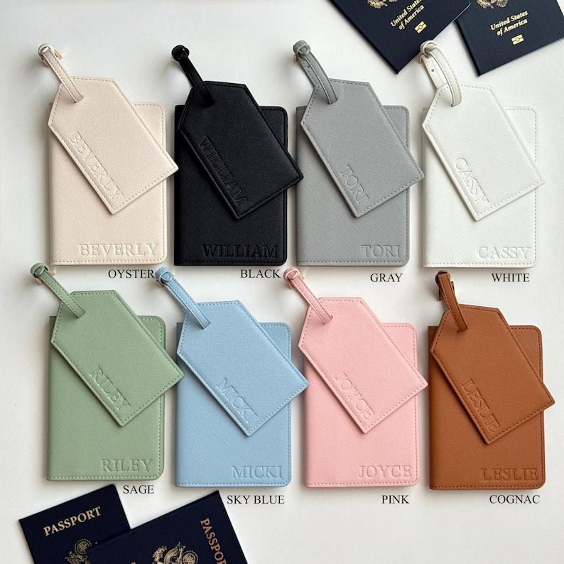 Thumbnail: Personalized Passport Cover & Luggage Tag  Blind-Debossed Travel Gift | Wedding