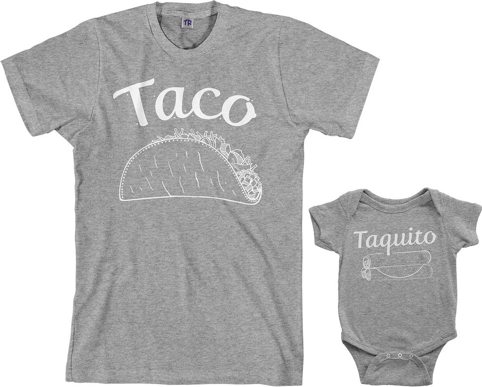 Thumbnail: Taco & Taquito Men's T-shirt and Infant Bodysuit Dad and Baby Matching Set