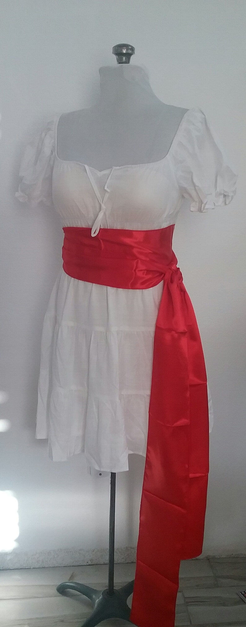 Thumbnail: Pirate Sash Belt Scarf Maroon Black Red 140" Long