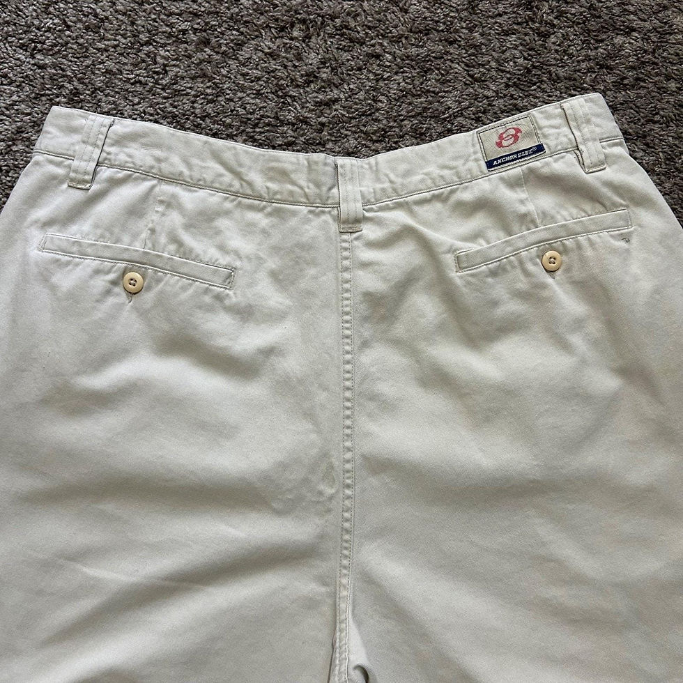 Thumbnail: Vintage y2k Anchor Blue Beyond Baggy Faded White Skater Pants 36x29