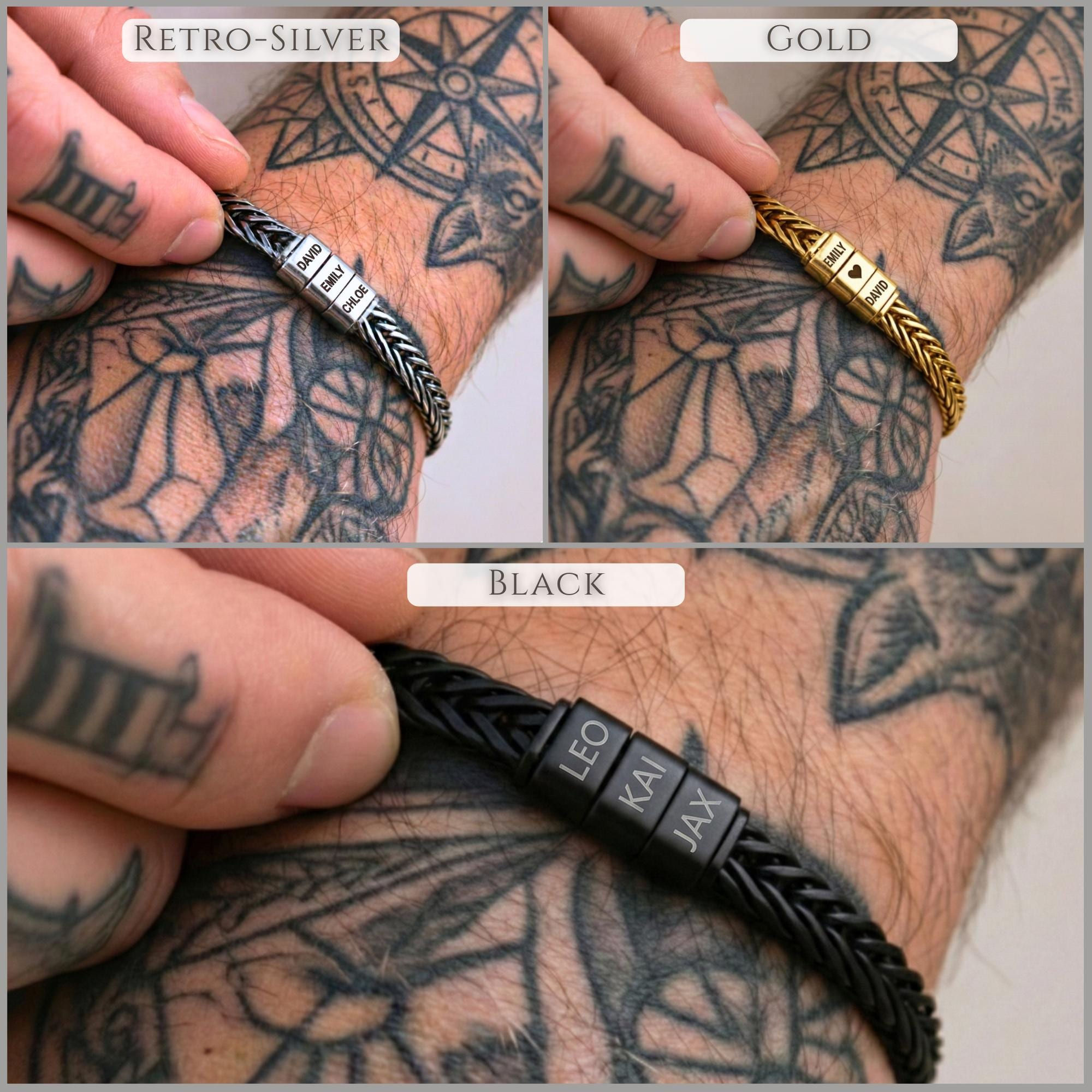 Personalized Mens Bracelet, Husband Gift, Stainless Steel Bracelet For Dad With