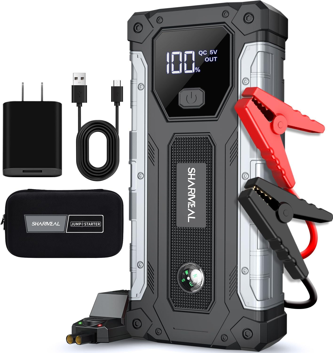 Sharmeal Car Jump Starter 5000A, Jump Starter Battery Pack for 10.0L Gas and 9.