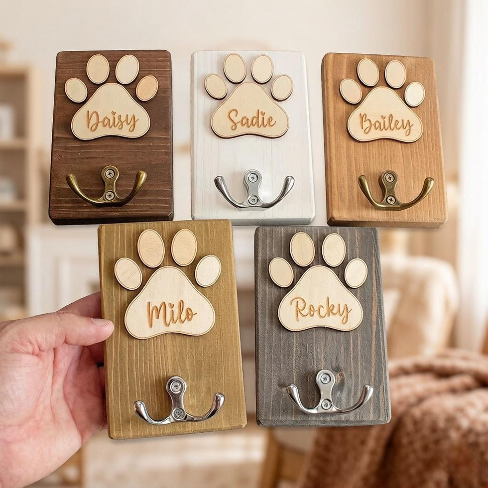 Thumbnail: Personalized Wooden Pet Leash Hook – Custom Dog Name Hook, Wooden Pet Clothes H