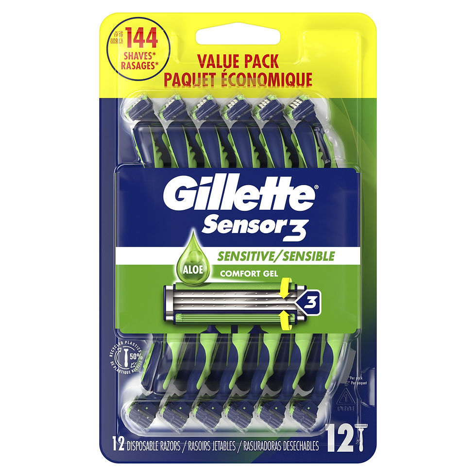 Thumbnail: Gillette Sensor3 Sensitive Men's Disposable Razor, 12 Razors, Green