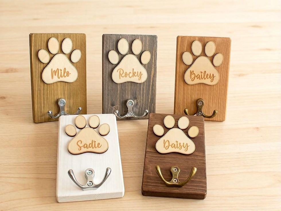 Thumbnail: Personalized Wooden Pet Leash Hook – Custom Dog Name Hook, Wooden Pet Clothes H