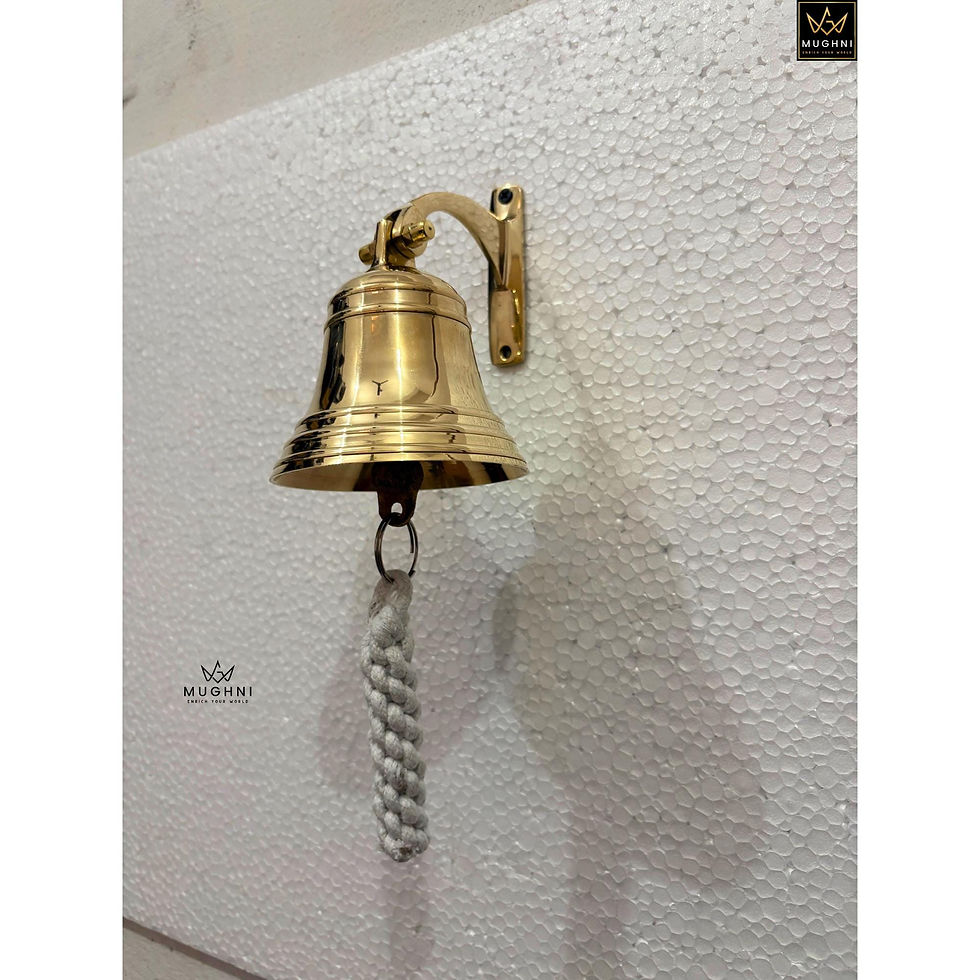 Thumbnail: Handmade Antique Brass Wall Bell: Nautical Farmhouse Decor (Personalized Engrav