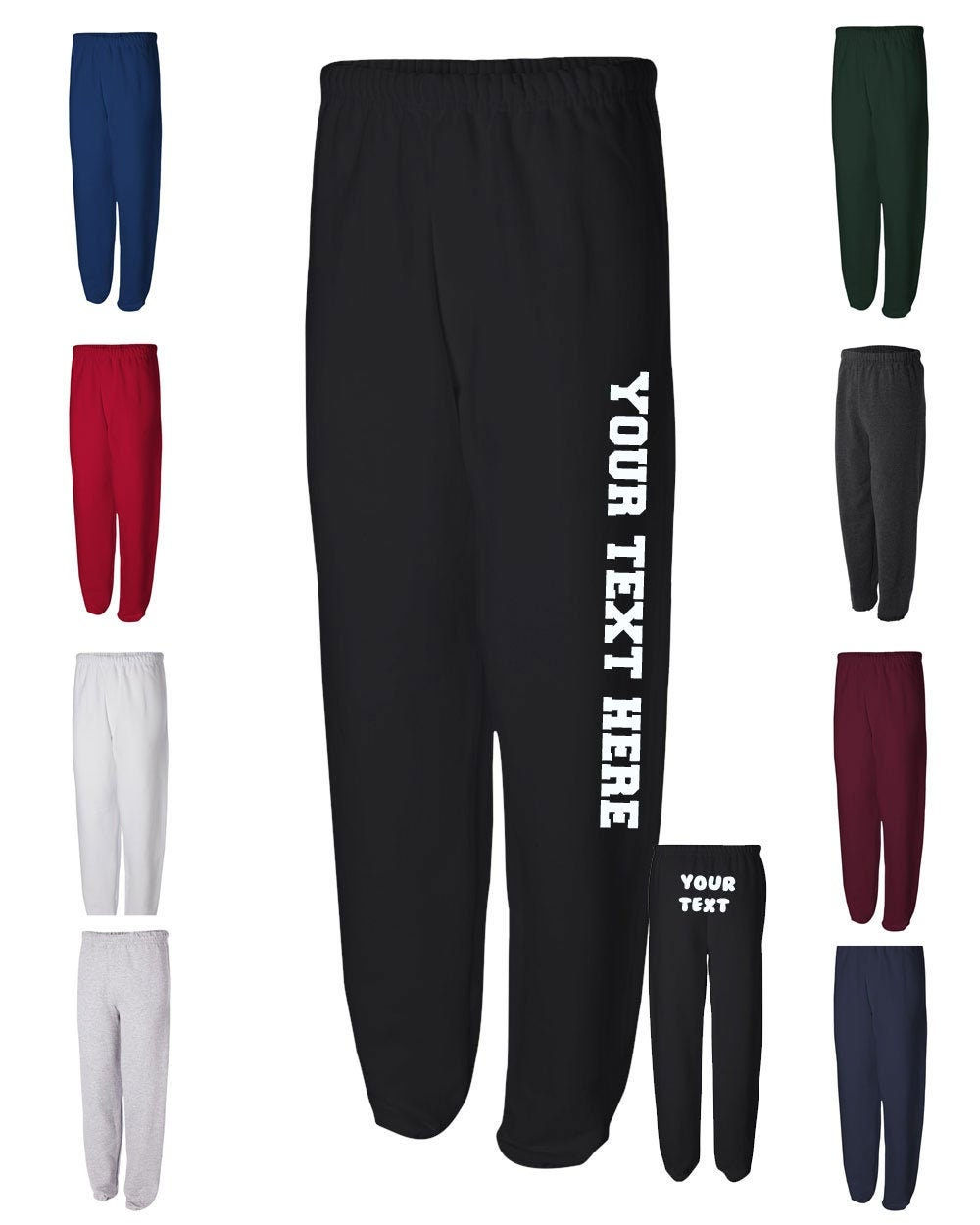 Custom Glitter or Vinyl Print Sweatpants - Personalized NuBlend Adult & Youth 9