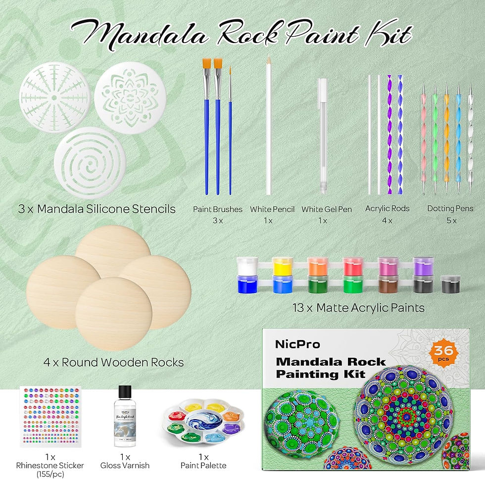 Thumbnail: Nicpro Mandala Rock Painting Kit, Dot Arts and Crafts for Adults, Mandala Dotti