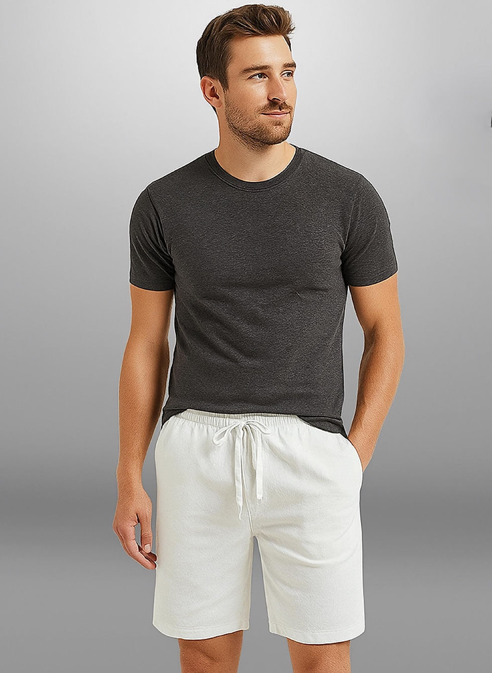 Thumbnail: Cotton-Linen Summer Shorts Men - Lightweight Breathable Drawstring Beach Casual